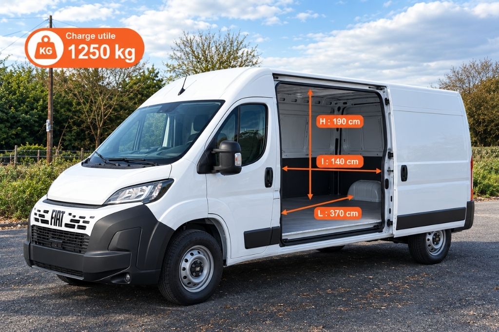dimensions et charge utiles camion déménagement fiat ducato 14 m3 l3h2 en location chez util'rent
