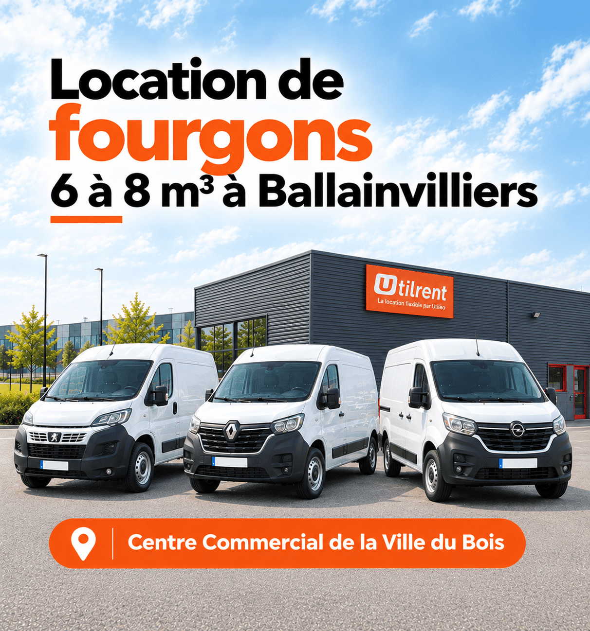 Location de fourgons utilitaires à Ballainvilliers de 8 à 16 m3 chez util'rent