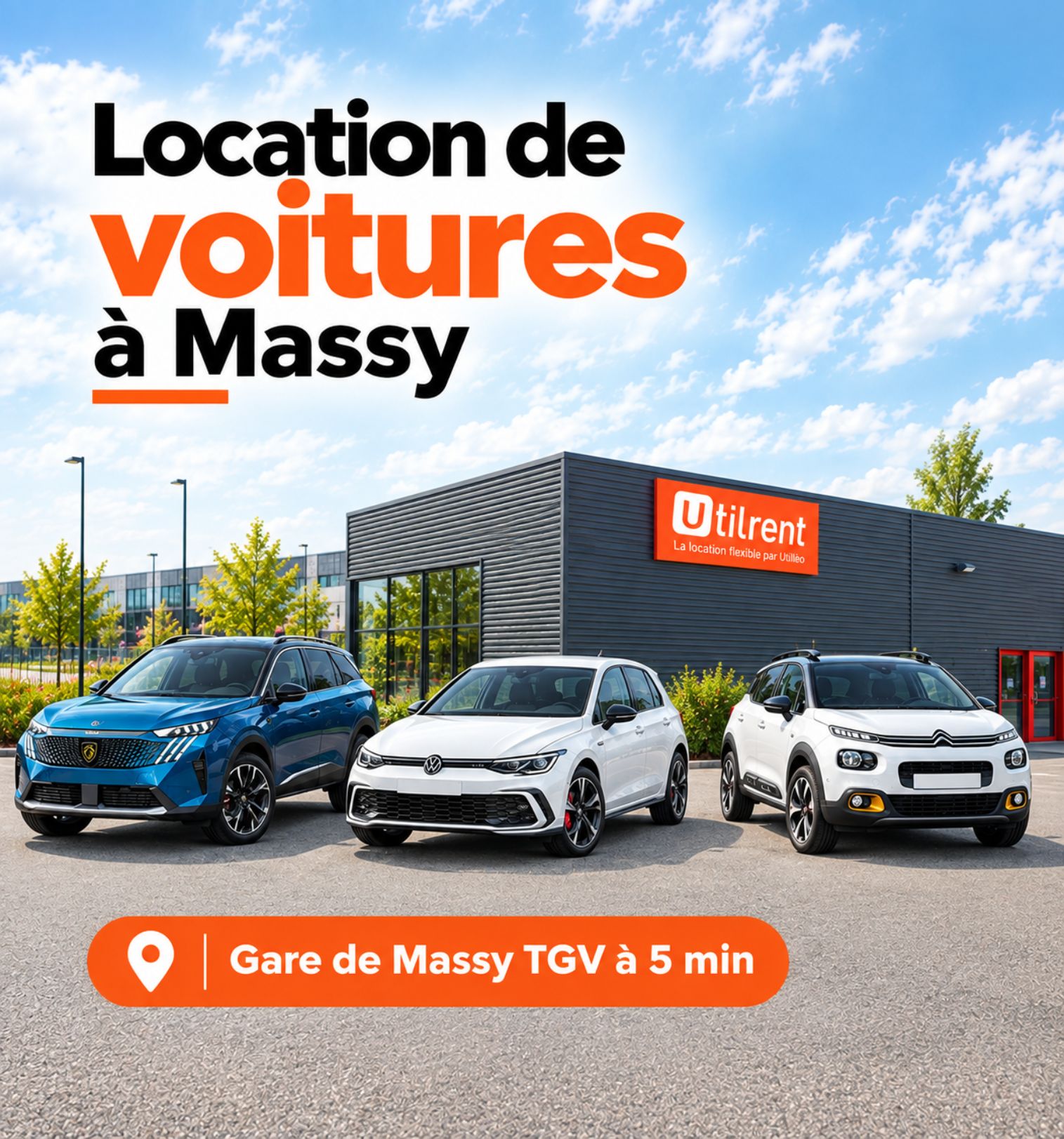 location de voitures à Massy TGV chez Util'rent