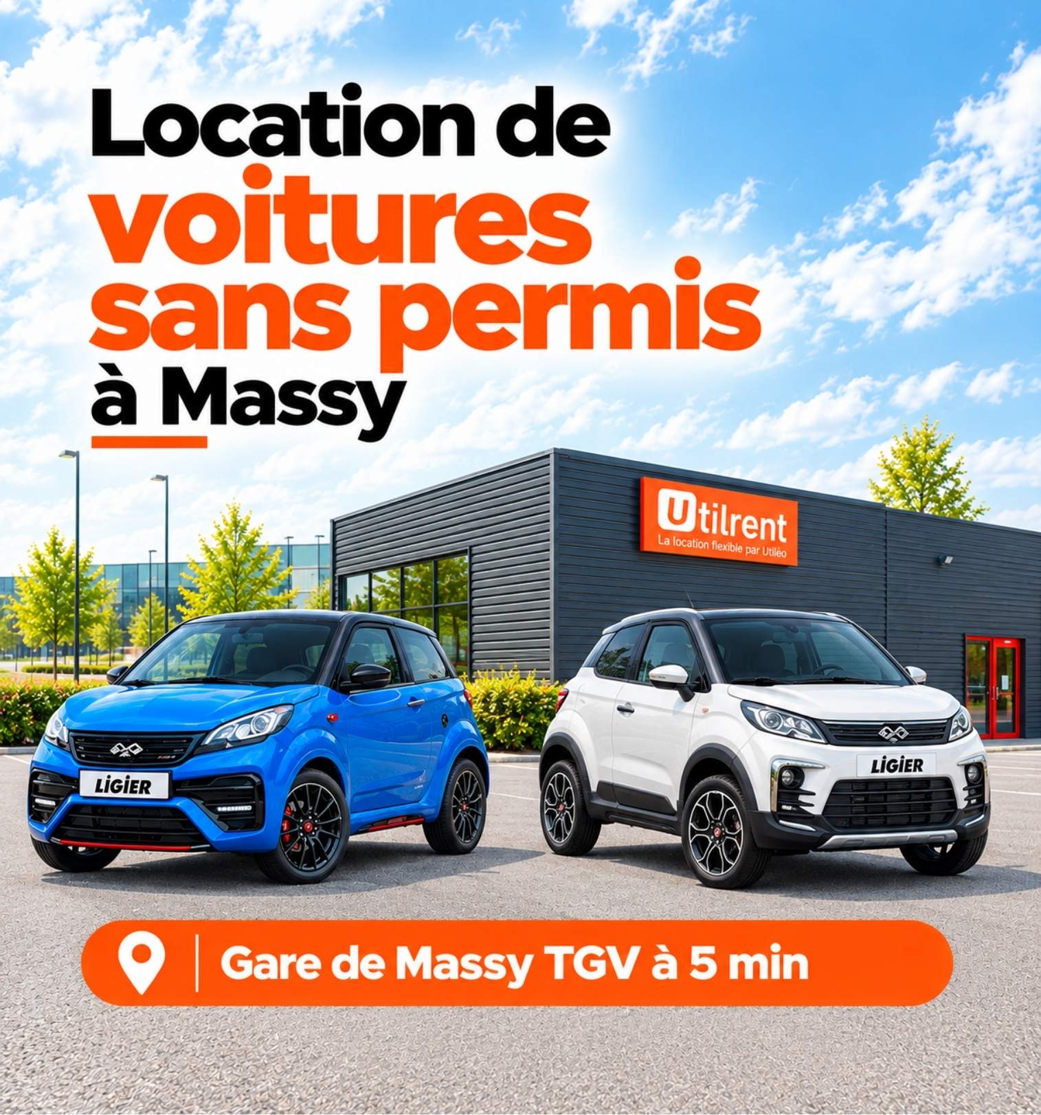 location de voitures sans permis à Massy chez Util'rent